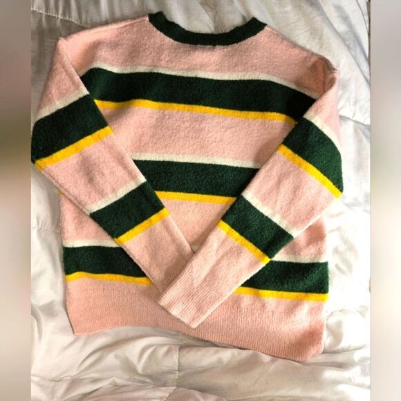 Kids' Sparkle Sweater In Green Pinecone Sparkle Stripe, sz 10/12 (L). NWOT - Picture 2 of 4
